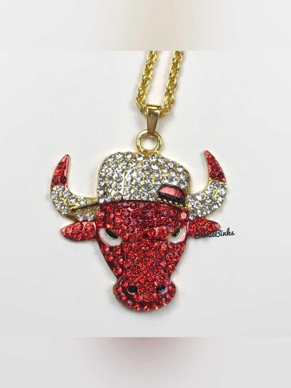 New Unisex Chicago Bulls NBA Bling Pendant Gold Chain Necklace